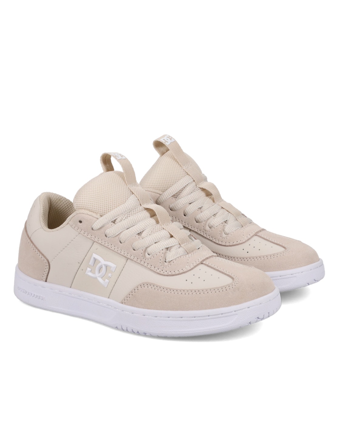 Sneaker DC SHOES "DC Astrix", Damen, Gr. 5(36), weiß (sand, weiß), 61.35% Leder, 38.65% Synthetikmaterial, Schuhe Sneaker