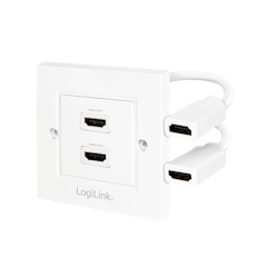 LogiLink HDMI Wanddose mit 2 fach mit HDMI Kabel 4K/30Hz weiß 0,18 m (1er Faltschachtel) Image
