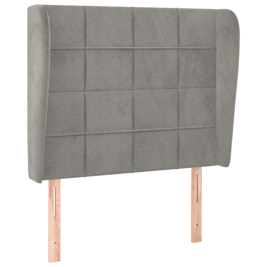 vidaXL Kopfteil mit Ohren Hellgrau 93x23x118/128 cm Samt Image