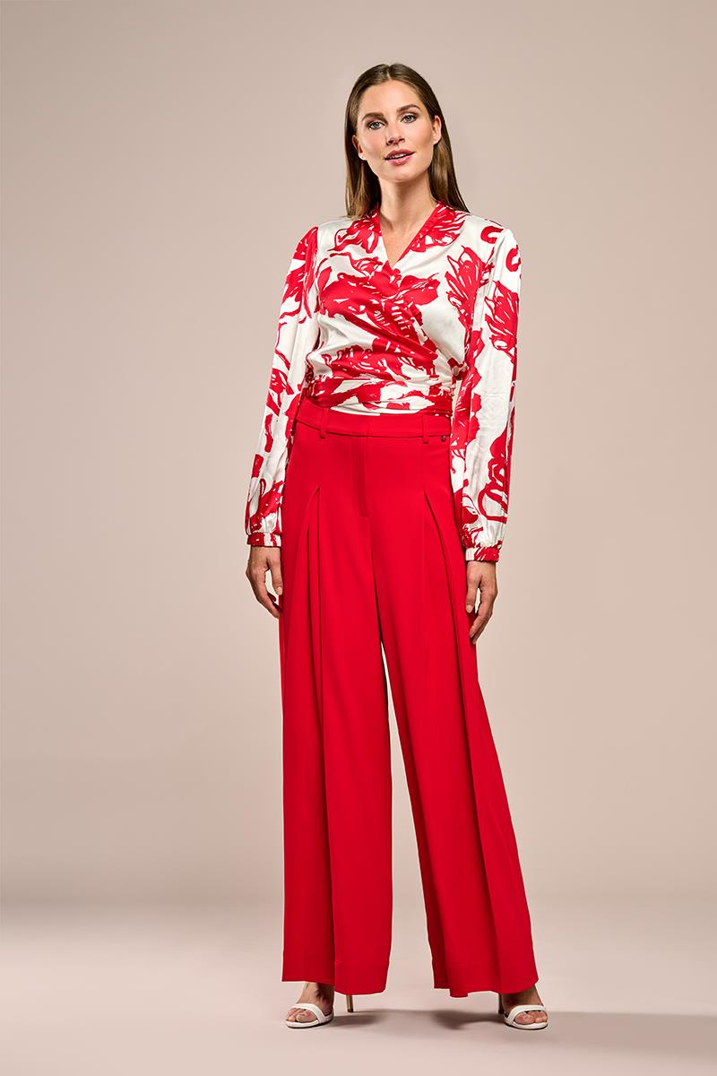 Carly Print Bluse Rot / Weiß EU 46 / UK 18