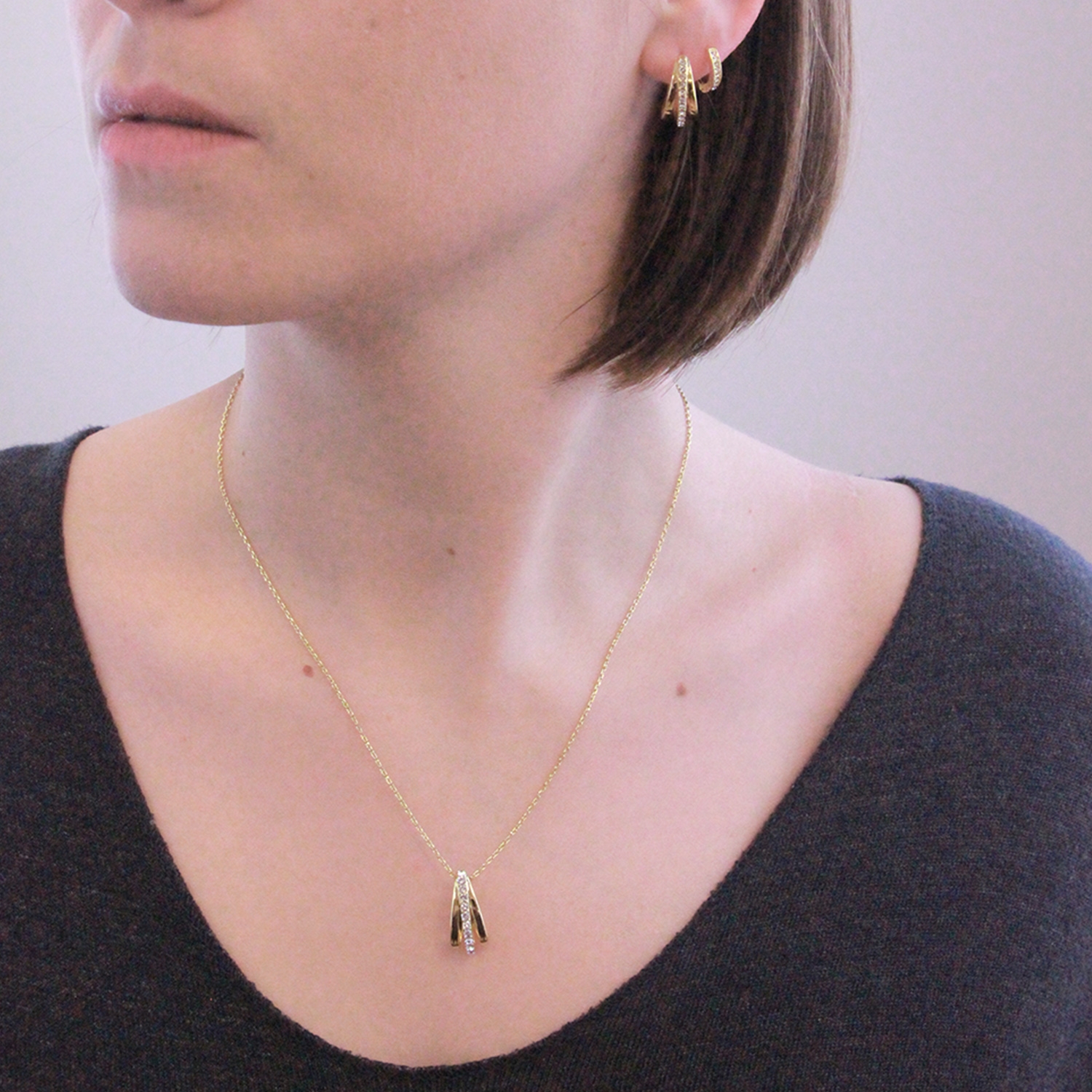 Aurielle Creolen-Sets – Gold und Kristall