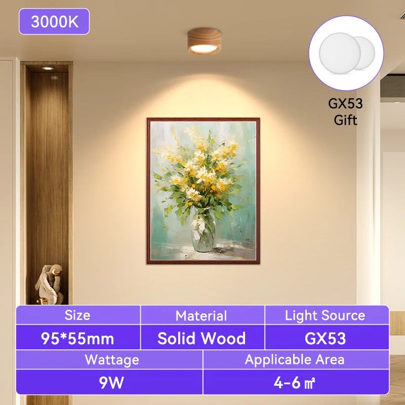 Aufputzmontierte Downlight LED-Deckenleuchte Holzmaserung Farbe LED Spot Downlight Deckenlampen Innenbeleuchtung für Wohnzimmer