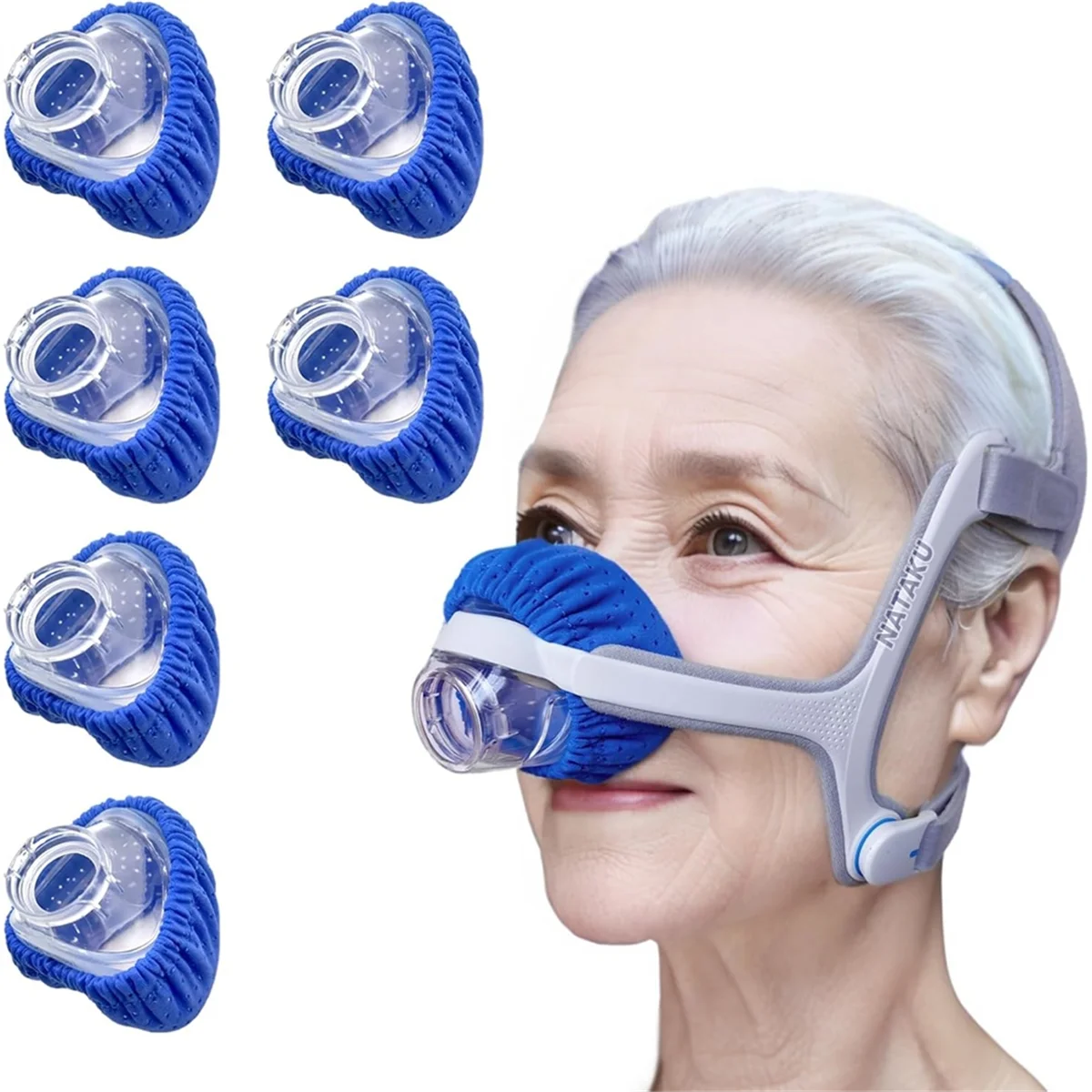ABTX 6er-Pack wiederverwendbare CPAP-Nasenmaskeninlagen für N20, C-Pap-Maskenabdeckungen mit atmungsaktivem Stoff Image