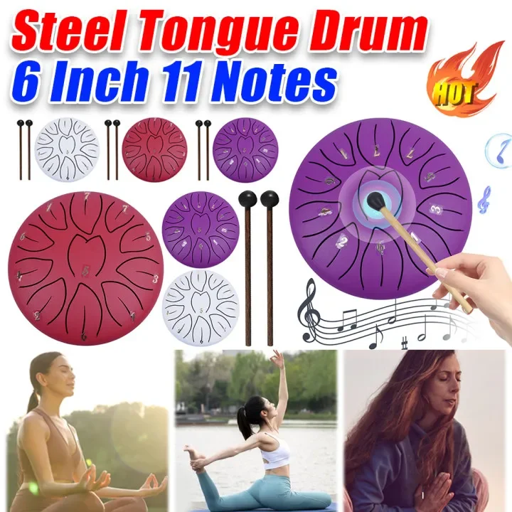 Stahlzungentrommel, 15,2 cm, 11 Noten, Hohltrommel, Musiktrommel mit Trommelstöcken, Trommel, Yoga, Meditationstrommel, Schlaginstrumente Image