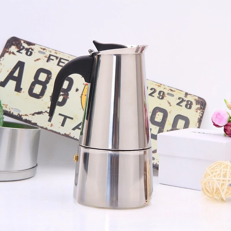 Cafetières expresso en acier inoxydable 100ml-450m, cuisinière, cafetière Moka, percolateur, cafetière adaptée au bureau et à domicile