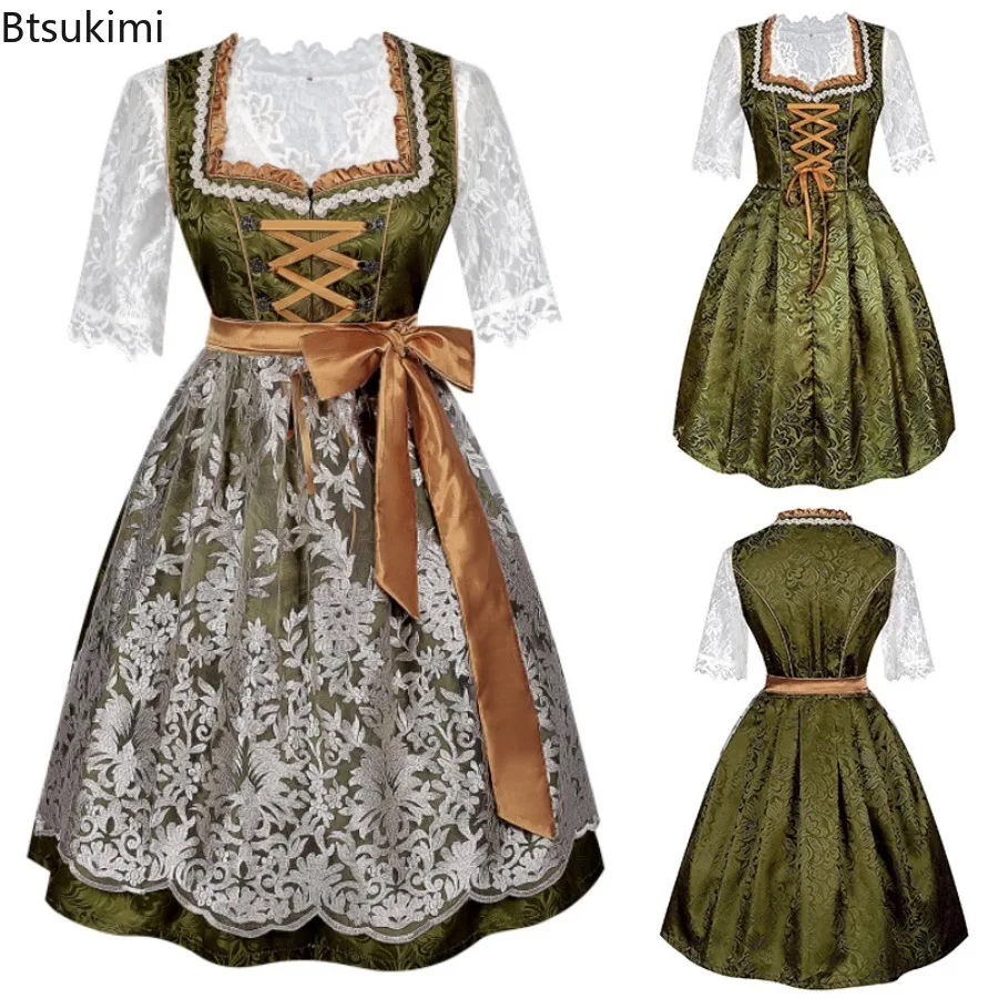 Europäisches Bierfest-Kostüm, Übergröße, Kleid, mittelalterliche traditionelle bayerische Kleidung, Halloween, Herrenhaus, Dienstmädchen-Kleid, Cosplay-Kostüm Image
