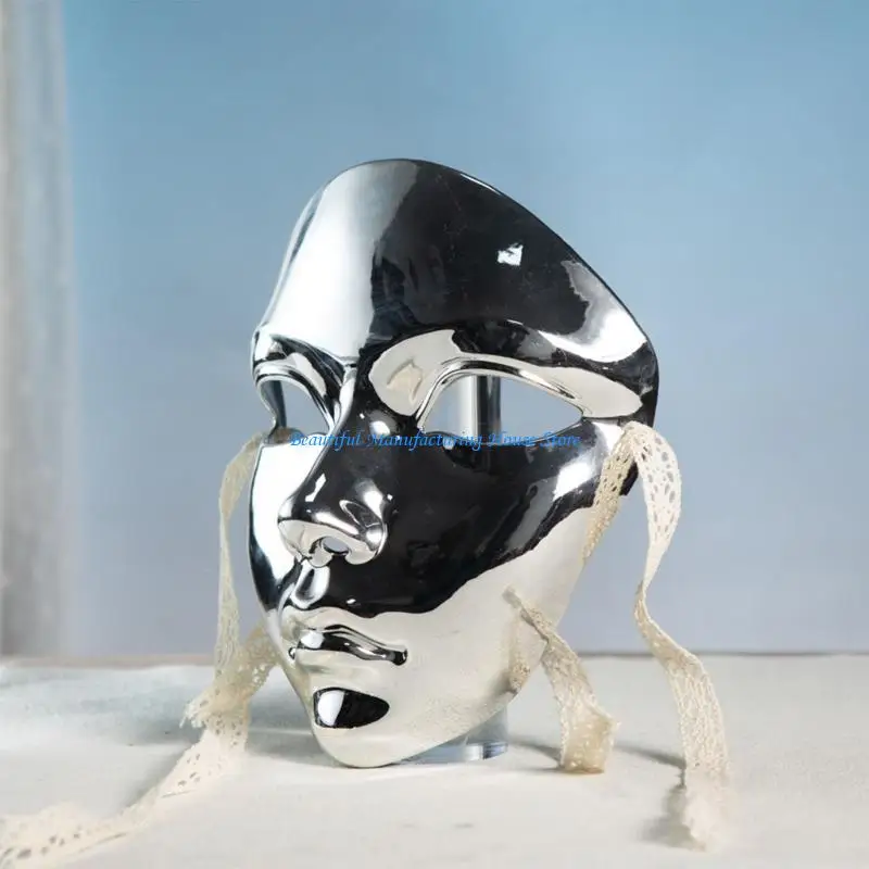 E56A Metallic Color Halloween Maske Vollgesichtsmaske Maskerade -Maske für Frauen Männer Image