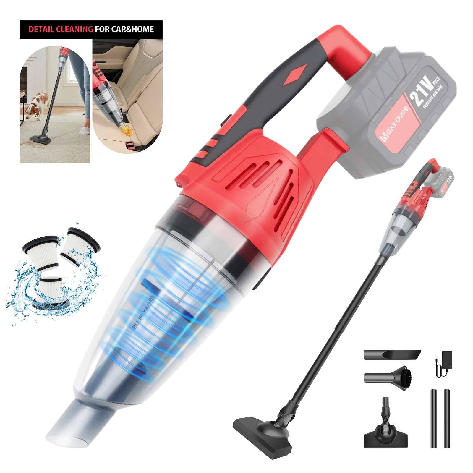 2-in-1 Multifunktionaler Handstaubsauger, leistungsstarker HEPA-Filter, kabelloser Staubsauger für Autoboden, Haushalt, 120 W Image