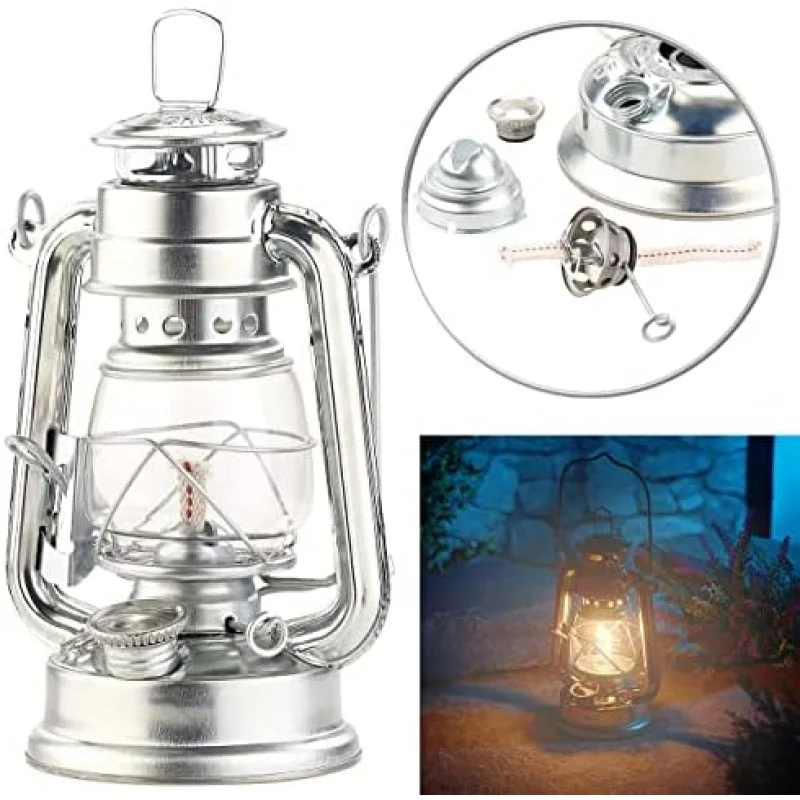 Vintage Öllampe aus Eisen und Glas (250 ml) – rauchfrei, 10 Stunden Verbrennung, antike Heimdekoration für drinnen und draußen Image