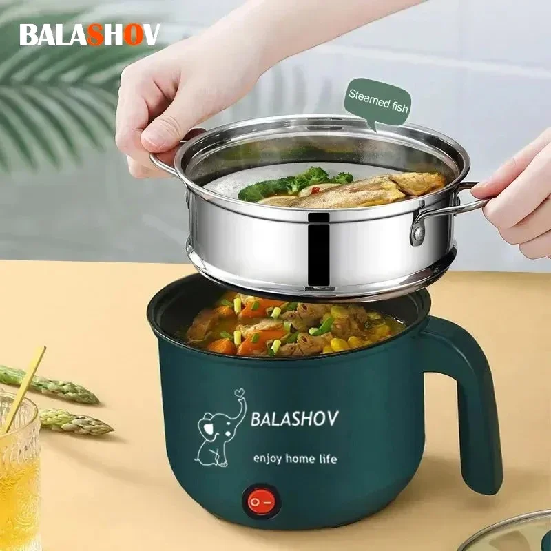 Mini-Elektroherd, Antihaft-Kochen, 1–2 Personen, doppelter Hot Pot, Dampfgarer, Hot Pot, Multifunktions-Elektroherd für Zuhause, 220 V, EU Image