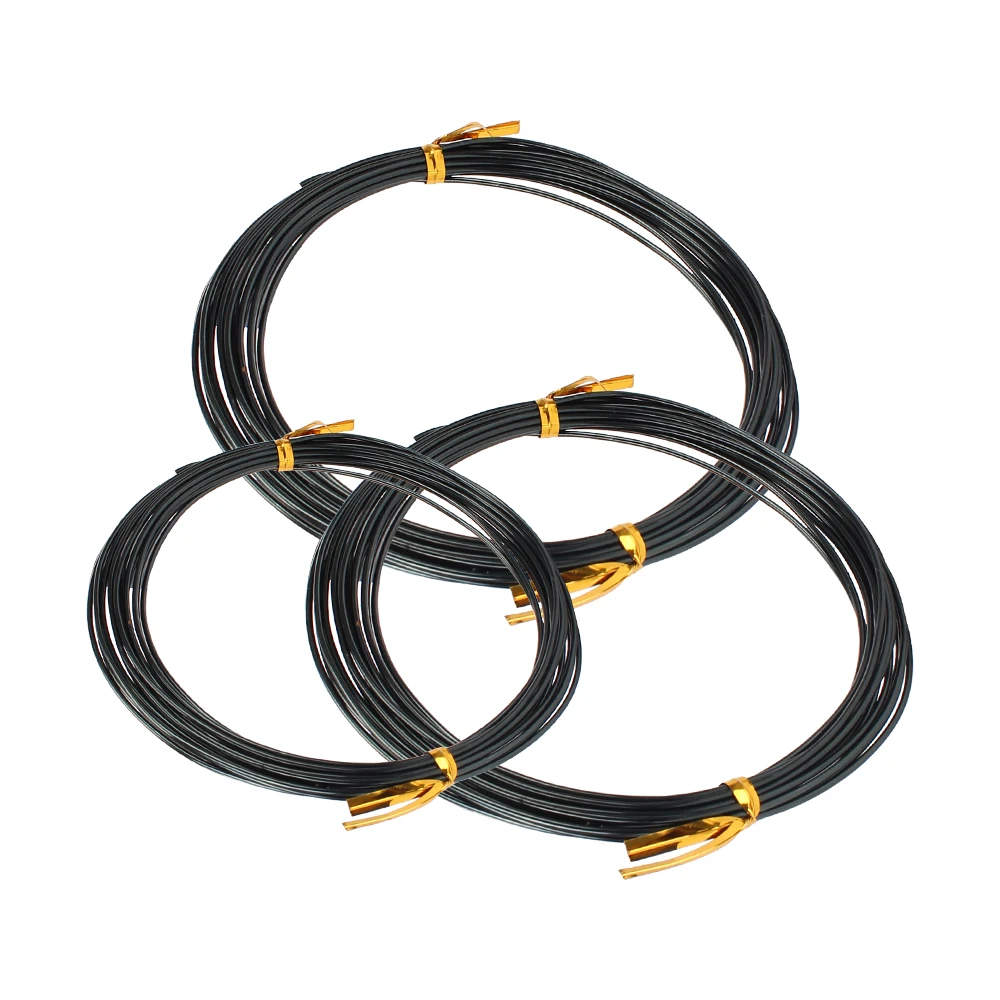 Bonsai-Trainingsdraht aus eloxiertem Aluminium, Bonsai-Drähte, Dekorationsdraht mit 3 Größen (1,0 mm, 1,5 mm, 2,0 mm) Insgesamt 15 m (Schwarz)