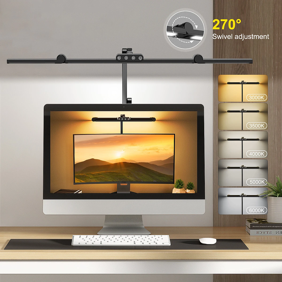 LED-Schreibtischlampe mit Klemme, Architekten-Schreibtischlampen für das Heimbüro mit 4 Farbmodi, ultrahelle Computer-Schreibtischlampe Continuo