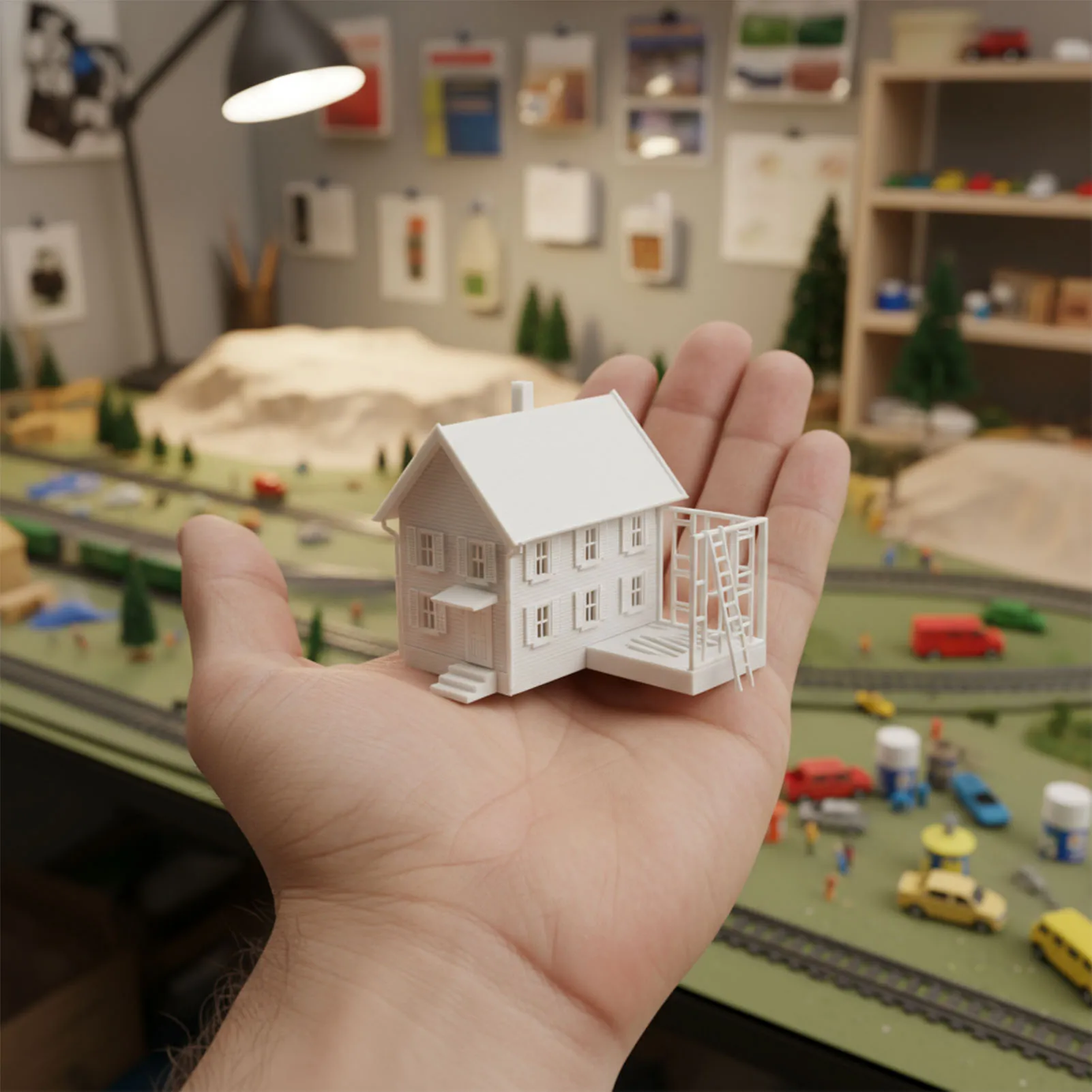 Evemodel N Scale 1:160 Model Decorated House Kit Zweistöckiges, unmontiertes, unbemaltes JZN5881JJ Image