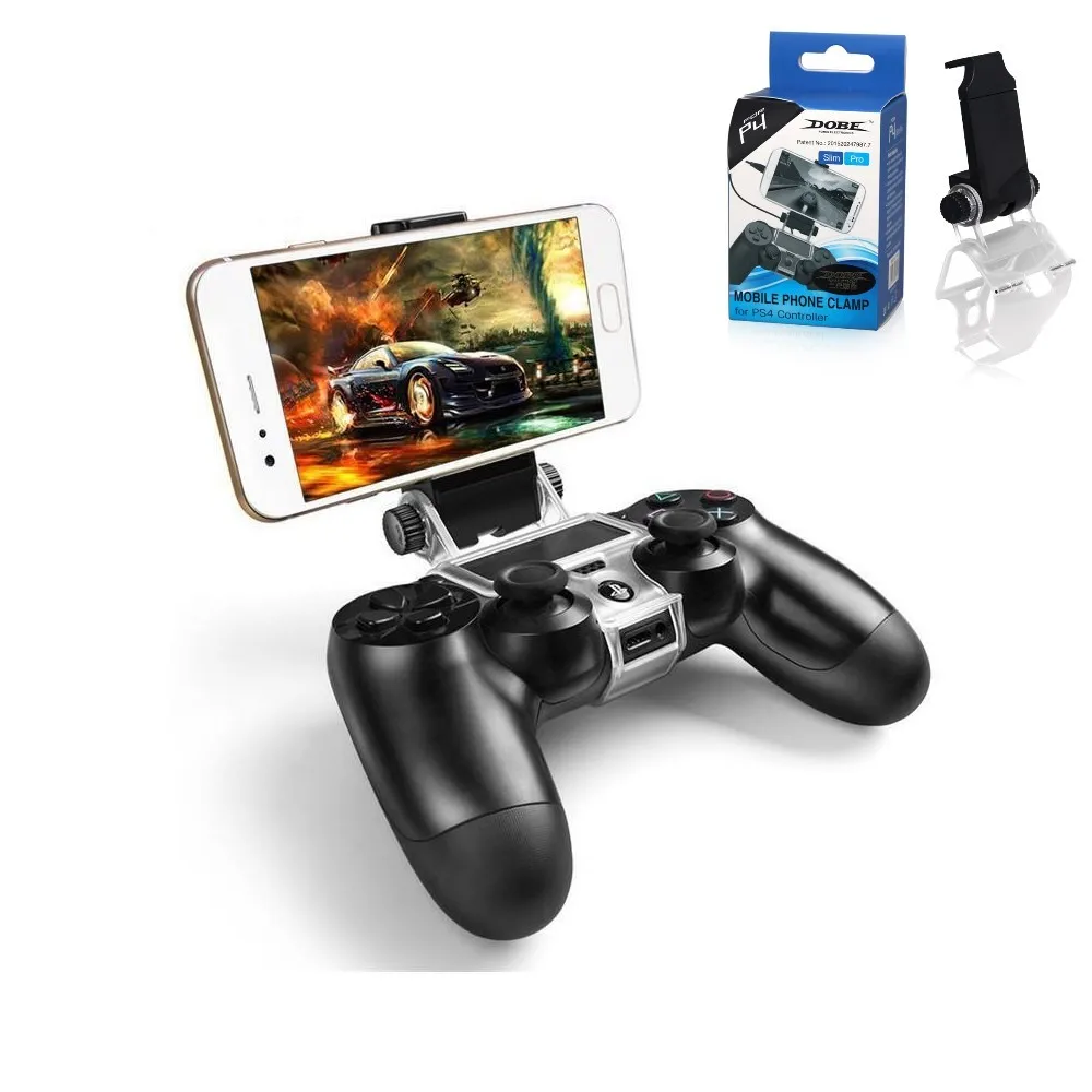 Foldable Game Controller Gamepad Holder 180 Degree Adjustan Controller Phone Clip Holder Clamp Mount Stand for PS 4 Slim/Pro