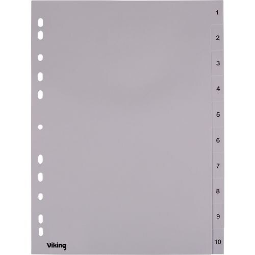 Viking 1 bis 10 Zahlenregister DIN A4 Grau 10-teilig PP (Polypropylen) 11 Löcher Image
