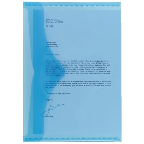 Viking Dokumentenmappe DIN A4 Druckknopf PP (Polypropylen) Quer 23,5 (B) x 33,5 (H) cm Blau 5 Stück Image