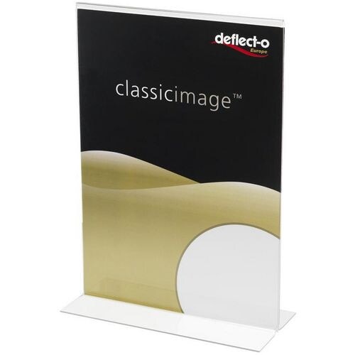 Deflecto Tischaufsteller DIN A6 T-Form 10,5 (B) x 14,8 (H) cm Transparent Image