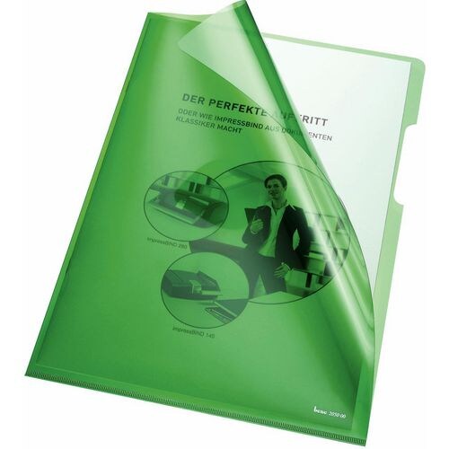 Bene Premium Sichthüllen 205000 DIN A4 Glasklar Grün PVC 150 Mikron 100 Stück Image