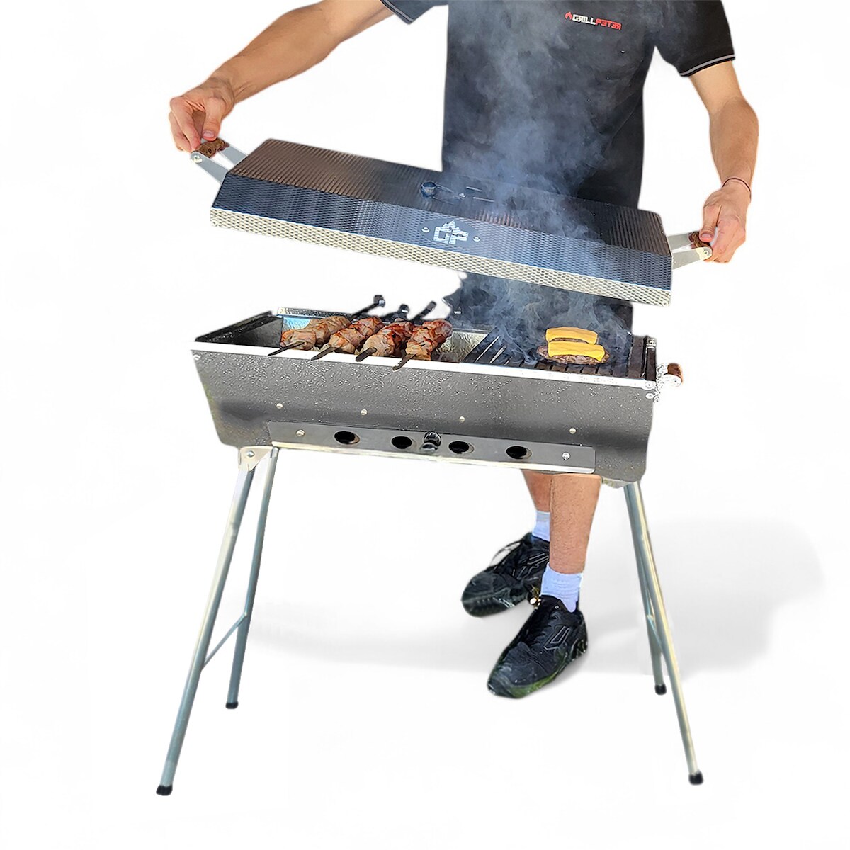 Grillpeter Mangal Astana Deluxe 11er Spießdreher 230V Motor Deckel Grillrost Ablage Image