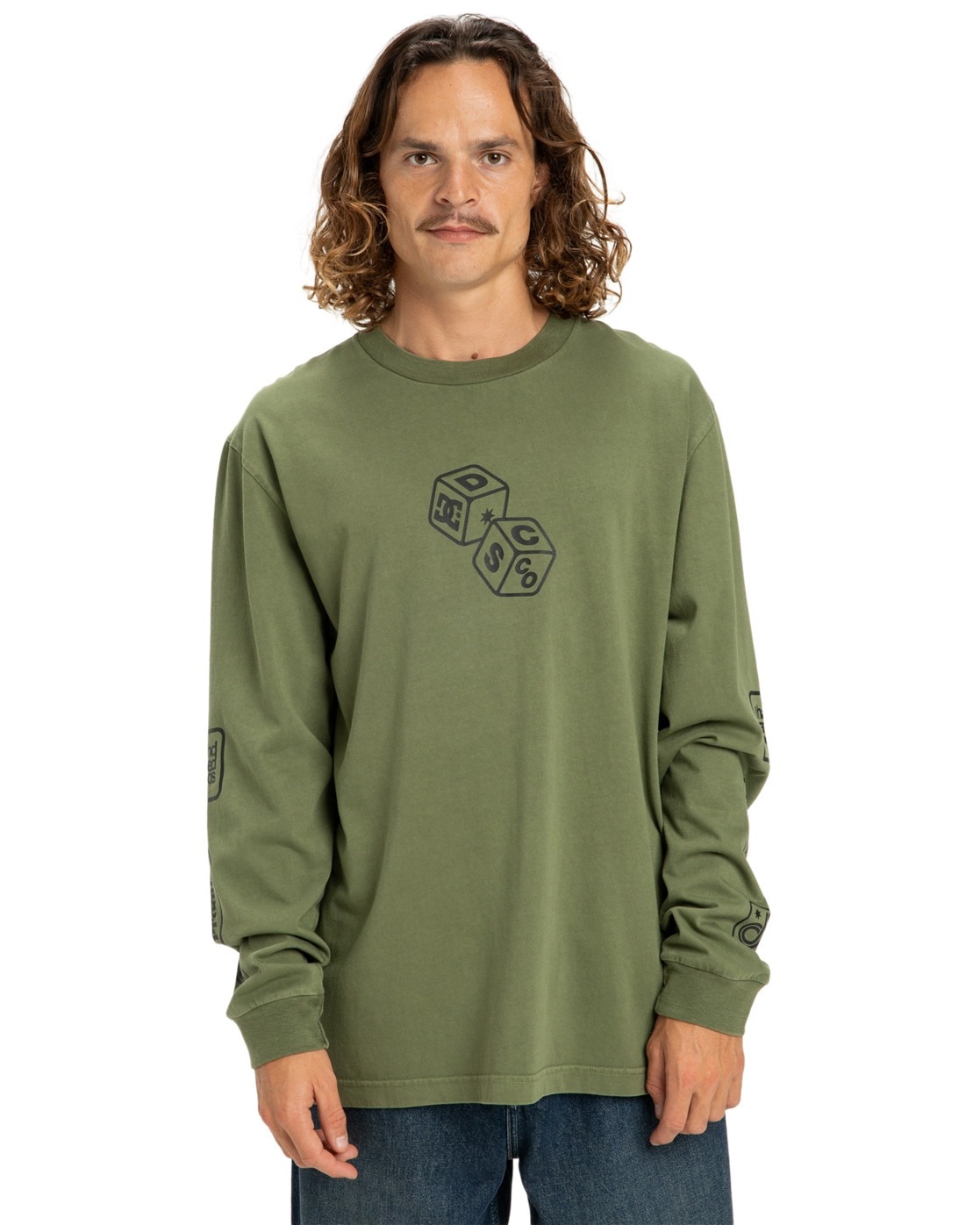 Langarmshirt DC SHOES "Hi Rolling Hls", Herren, Gr. M, grün (bronze grün), Obermaterial: 75% Baumwolle, 25% Baumwolle;, Shirts Langarmshirt