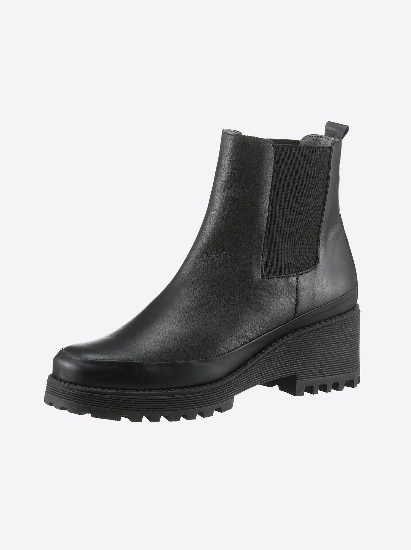 Stiefelette HEINE, Damen, Gr. 38, schwarz, Glattleder, Leder, Rindsleder, Schuhe Stiefelette