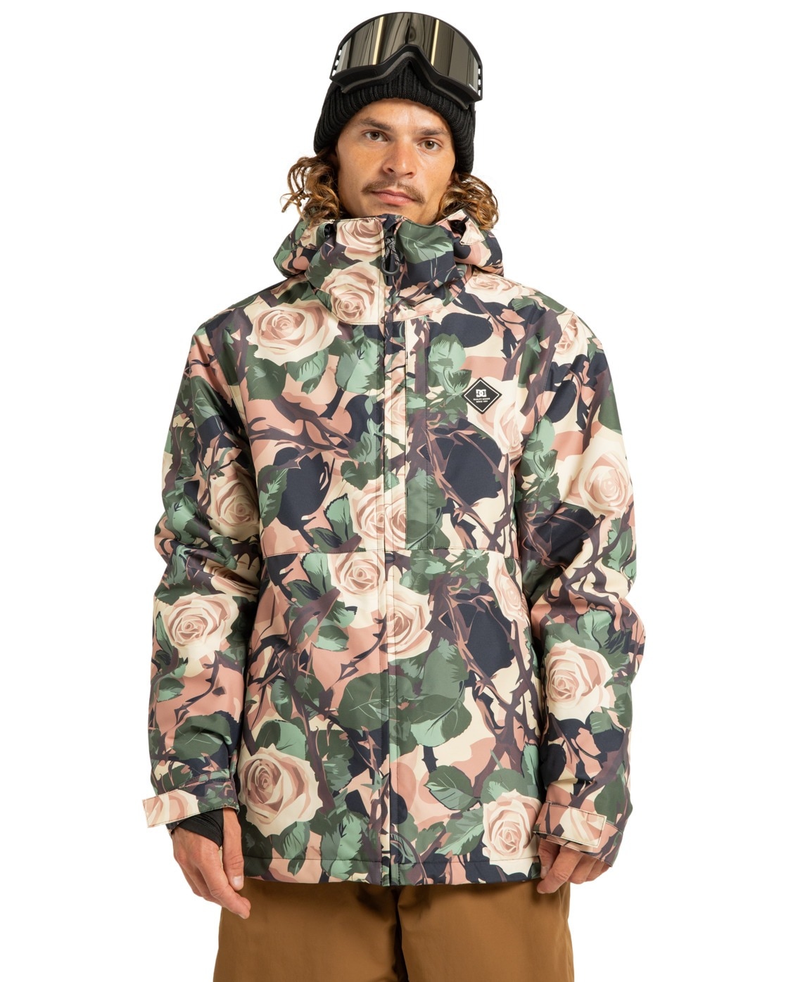 Snowboardjacke DC SHOES "Basis Print 10K", Herren, Gr. XL, rosa (rose and thorn), Obermaterial: 100% Polyester;, Jacken Snowboardjacke