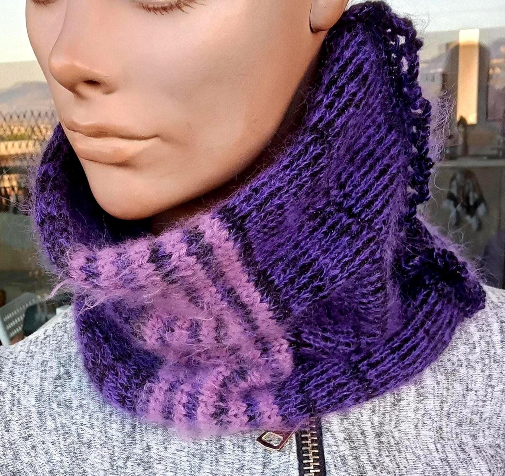 Gestrickter Schal Schlauchschal, Infinite Wolle Schal Schlauchschal, Männer Frauen Spitze Mohair Schal, Kreis Schal, Unisex Strickschal, stricken hand