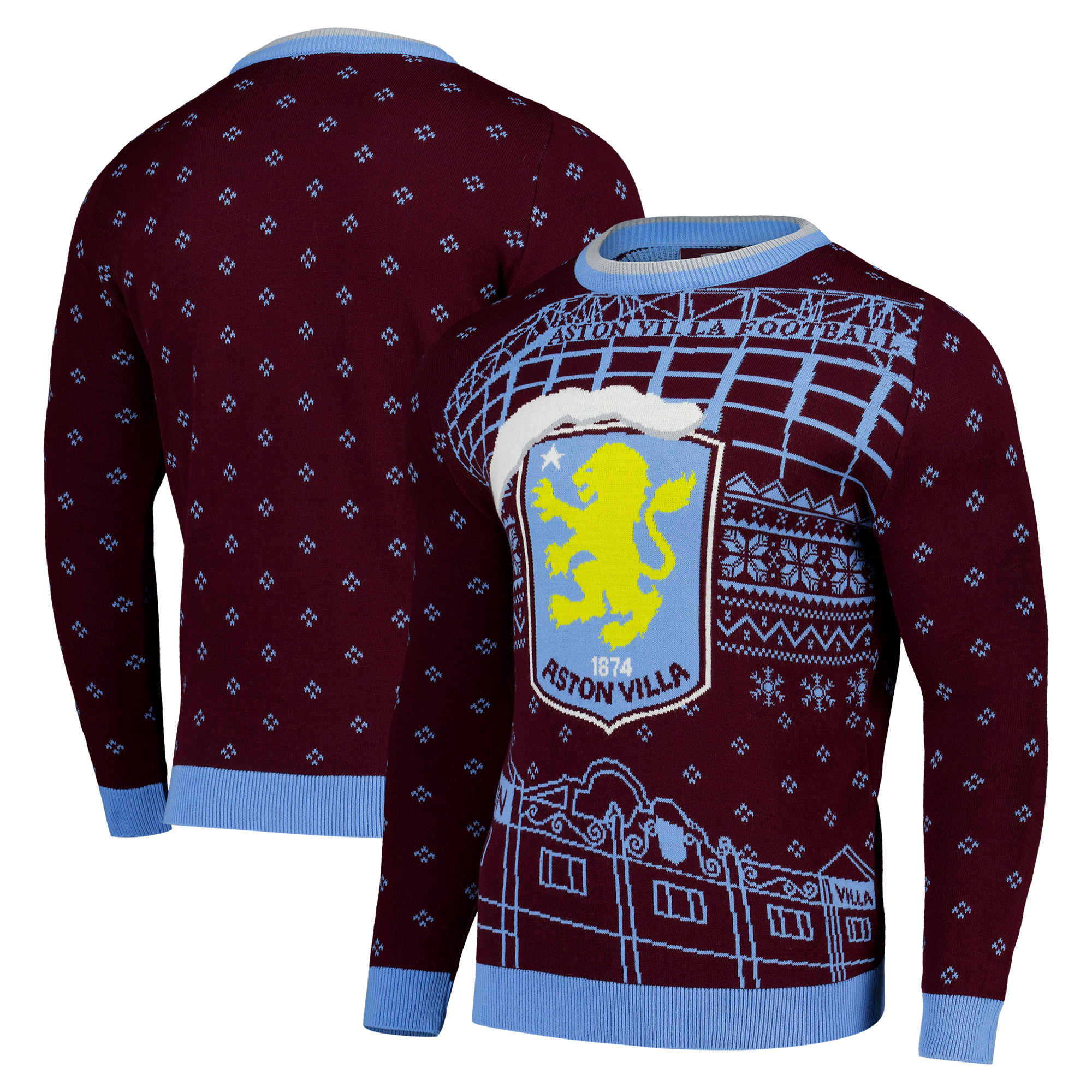 Aston Villa Nordpol-Stadion Weihnachtspullover – Weinrot – Unisex Image