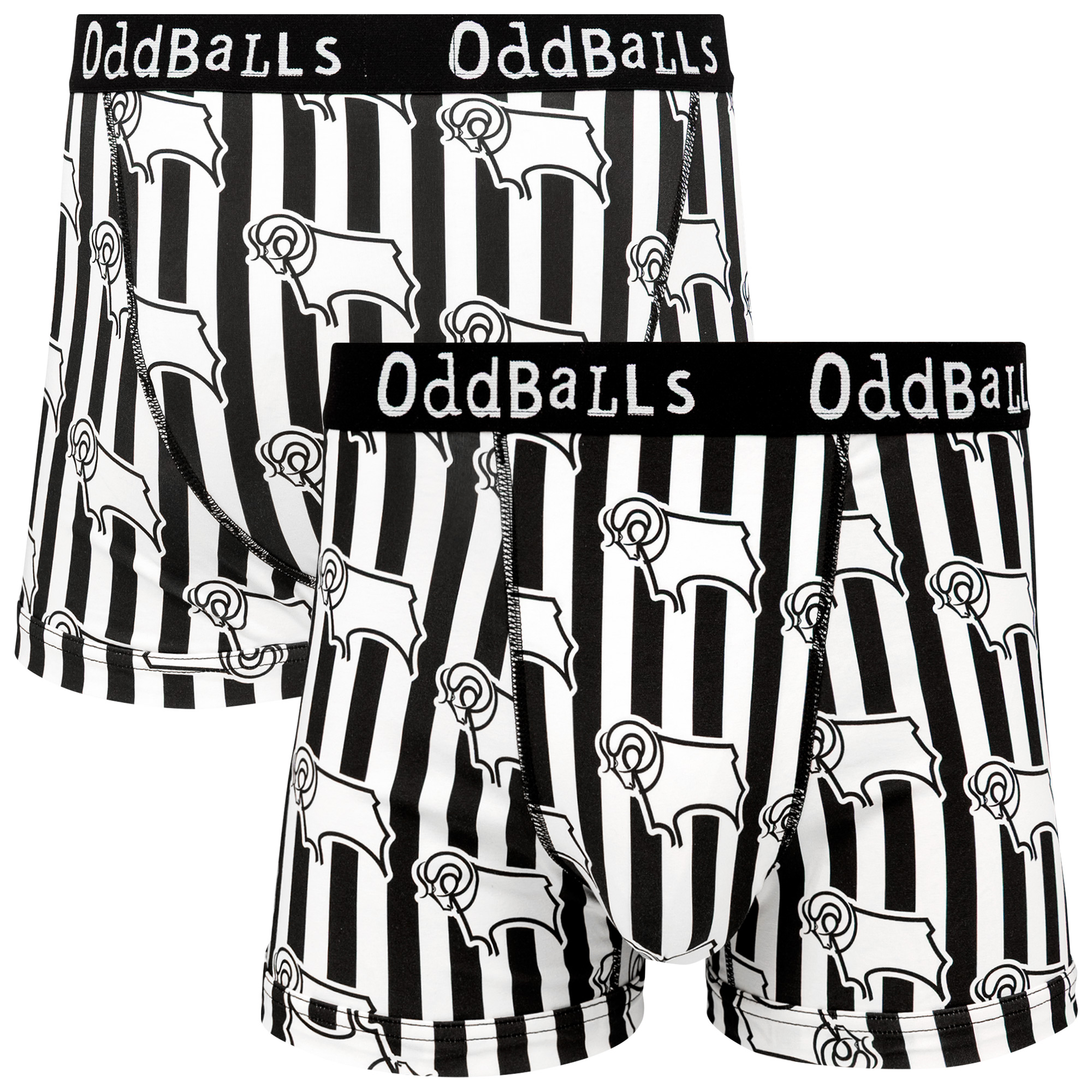 Derby County Oddballs Heim-Boxershorts – Schwarz/Weiß – Herren Image