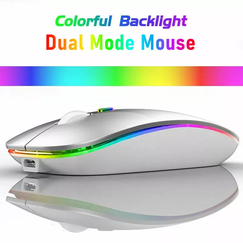 Drahtlose Maus Bluetooth-kompatibel RGB Wiederaufladbare Mäuse Drahtlose Computer Stille Mäuse LED Hintergrundbeleuchtung Ergonomische Gaming Maus Image