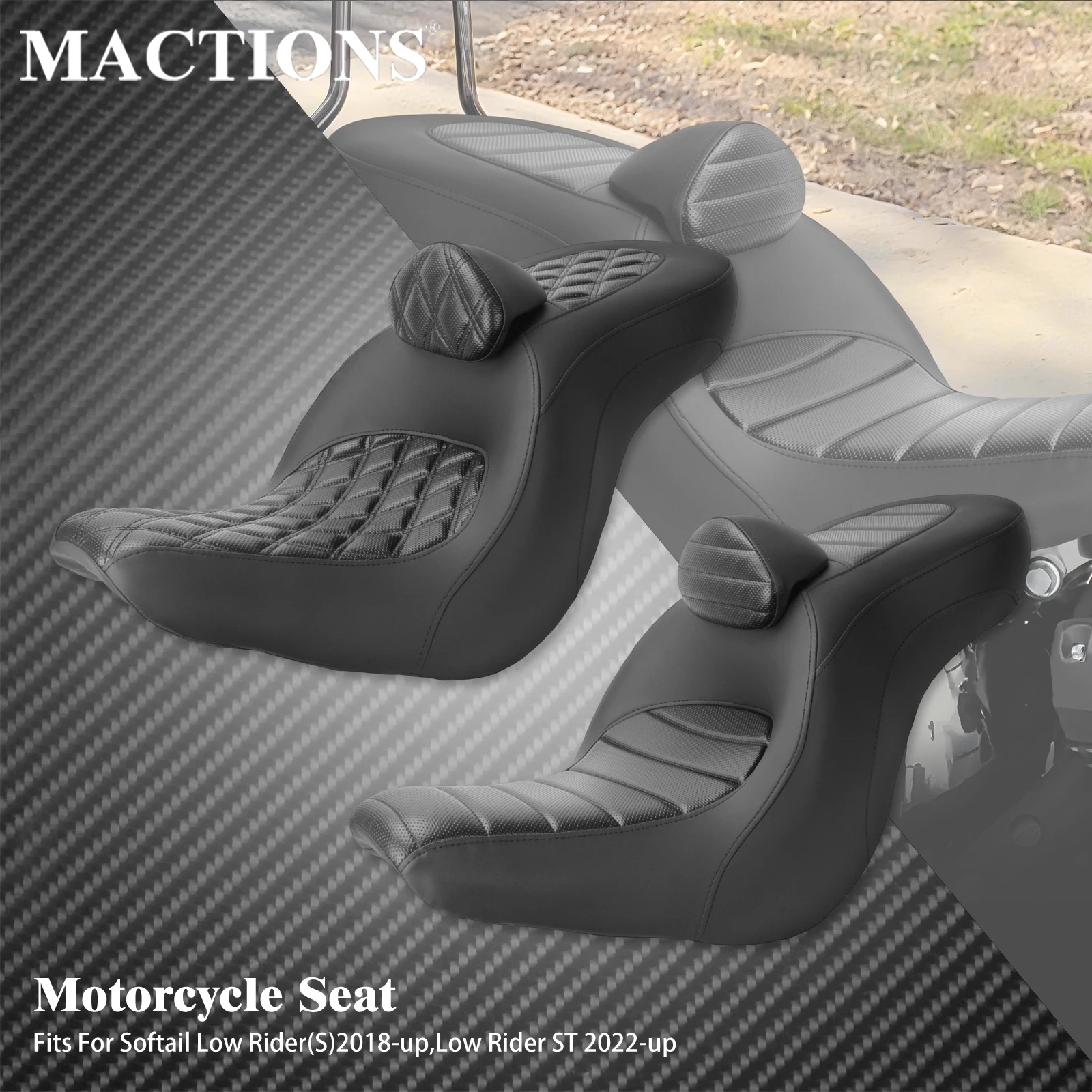 Motorrad Fahrer Beifahrersitze Kissen Zwei Sitz mit Rückenlehne für Harley Softail Low Rider ST Sport Glide 2018-2024 Image