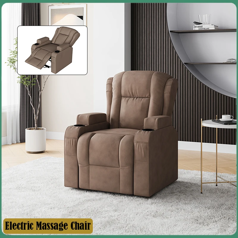 Anajqaqia Elektrischer Massagesessel, Sofa-Entspannungsstuhl, Liegestuhl, mit 8-Punkt-Elektromassage, verstellbarer Sitz, Braun