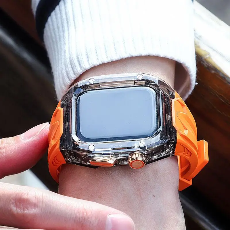 Luxuriöses transparentes Modifikationsset für Apple Watch 49 mm 46 mm 44 mm 45 mm 41 mm 40 mm Armband + Gehäuse iWatch Serie 11 10 9 8 7 Ultra SE Image