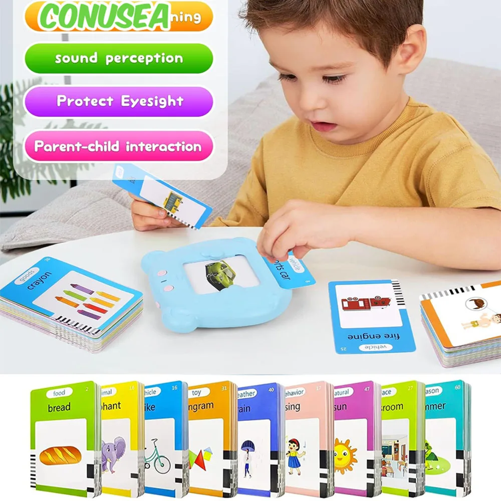 Kleinkind-Lernmaschine, sprechende Lernkarten, Bücher für 1–3 Jahre alte Entessori-Spielzeug, frühes Lernspielzeug im Vorschulalter für Babys