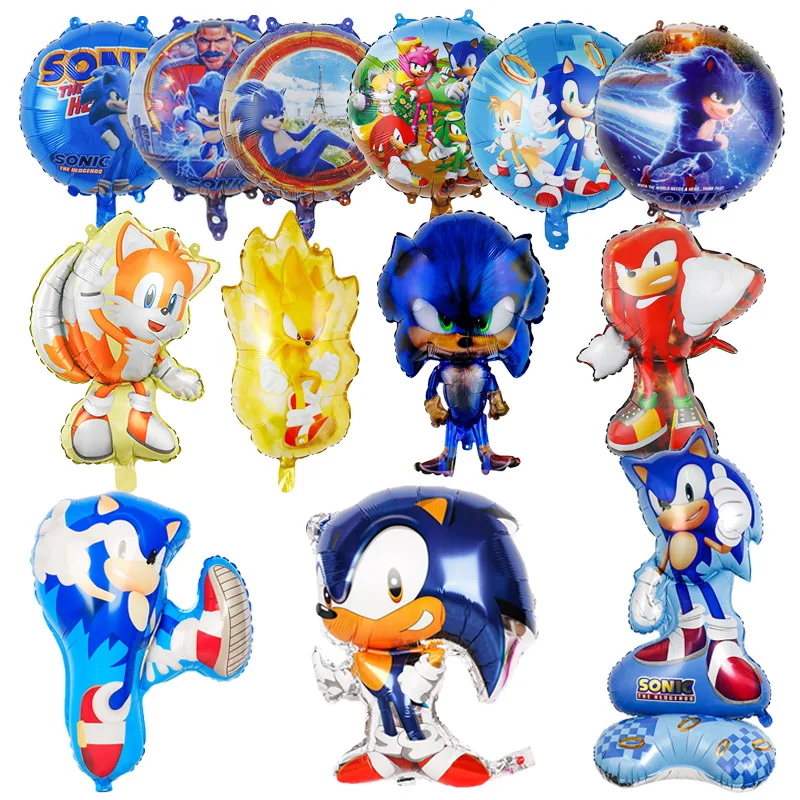 Igel Blau Sonic Charakter Aluminium Film Ballon Sonic Kid Action Figur Cartoon Spiel Thema Party Spielzeug Baby Geburtstag Spielzeug