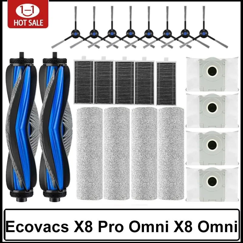 Ecovacs X8 Pro Omni / X8 Omni / Yeedi S14 Plus Zubehör Roboter-Staubsaugerteile Hauptseitenbürsten Wischtücher HEPA-Filter Staubbeutel Image