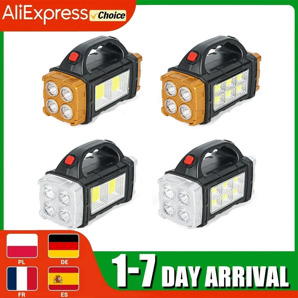 Solar wiederaufladbare Taschenlampe, Arbeitslicht mit zwei Lichtquellen, Handlaterne, Powerbank, Outdoor, Camping, Reparatur, Notbeleuchtung Image