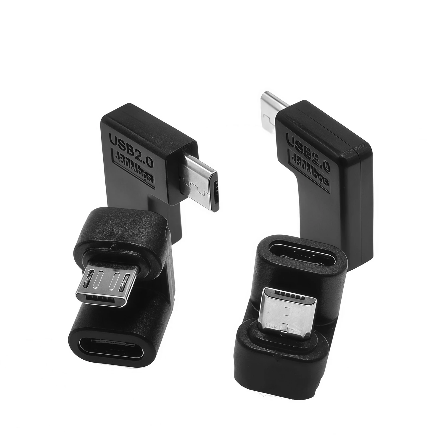 Micro-USB-zu-USB-C-Adapter, 90-Grad-Micro-USB auf Typ-C-Datenübertragung, Konvertierungsanschluss für die Smartphone-Autonavigation Image