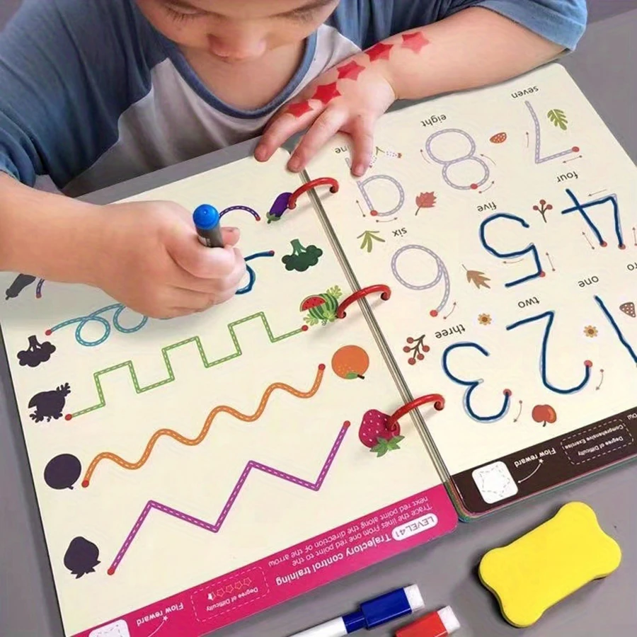 Kleinkind Pen Control Training Arbeitsbuch Baby Magical Tracing Praxis Copybook Wiederverwendbare Schreiben Zeichnung Pädagogische Bilderbücher Image