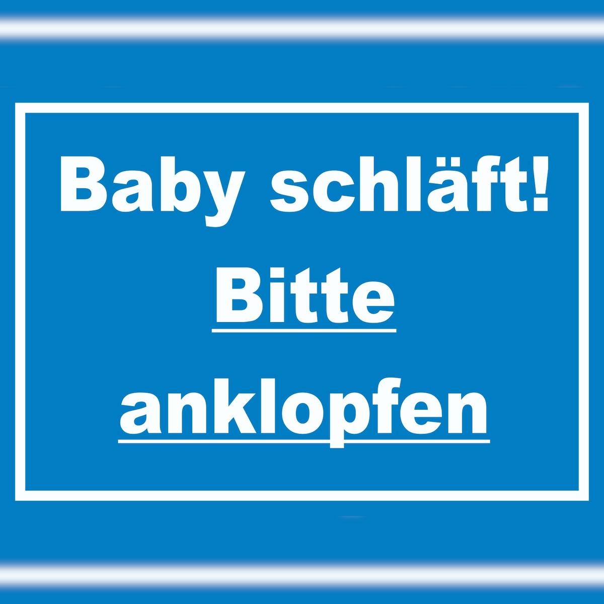 HB-Druck Das Baby schläft Bitte anklopfen Schild mit Text blau-weiss A1 (594x841mm) Image