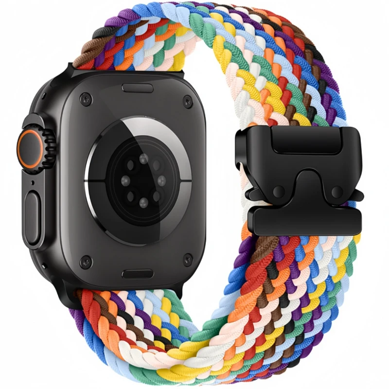 Geflochtene Solo Loop für Apple Watch 10 Band 46 mm 42 44 40 45 41 38 mm Ultra2 49 mm Nylonarmband iWatch Serie 9 SE 8 7 6 5 4 Armband Image