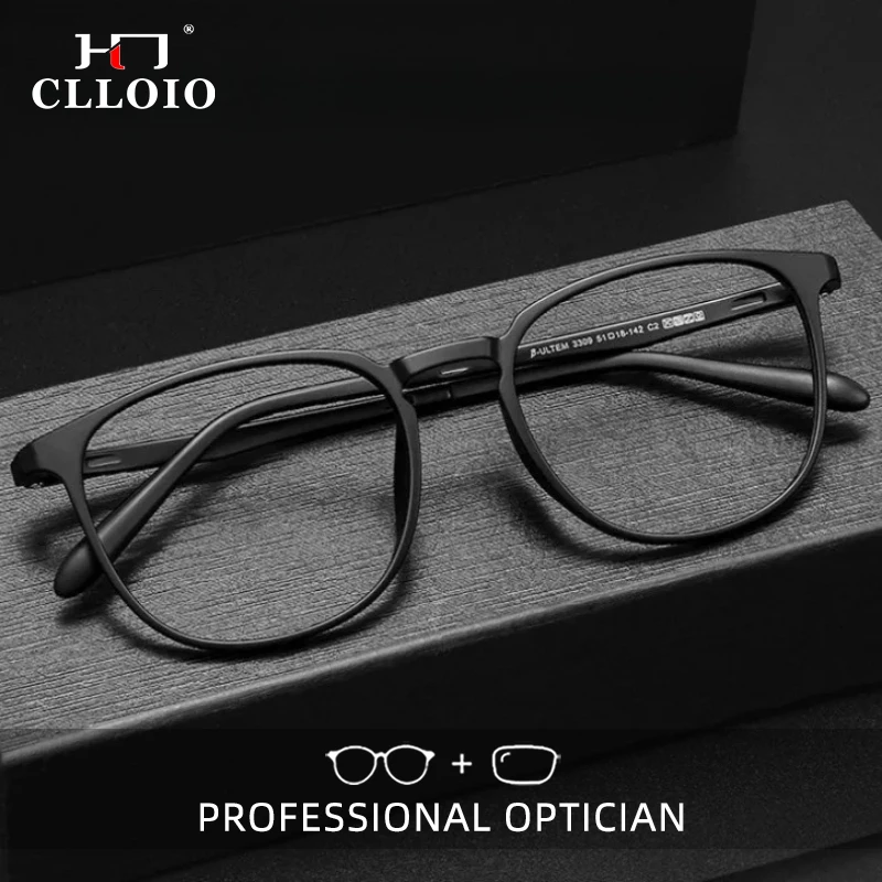 CLLOIO Retro Ultraleicht Matte Langlebige Lesebrille Anti Blau Licht TR90 Rahmen Myopie Gläser Progressive Rezept Brillen Image