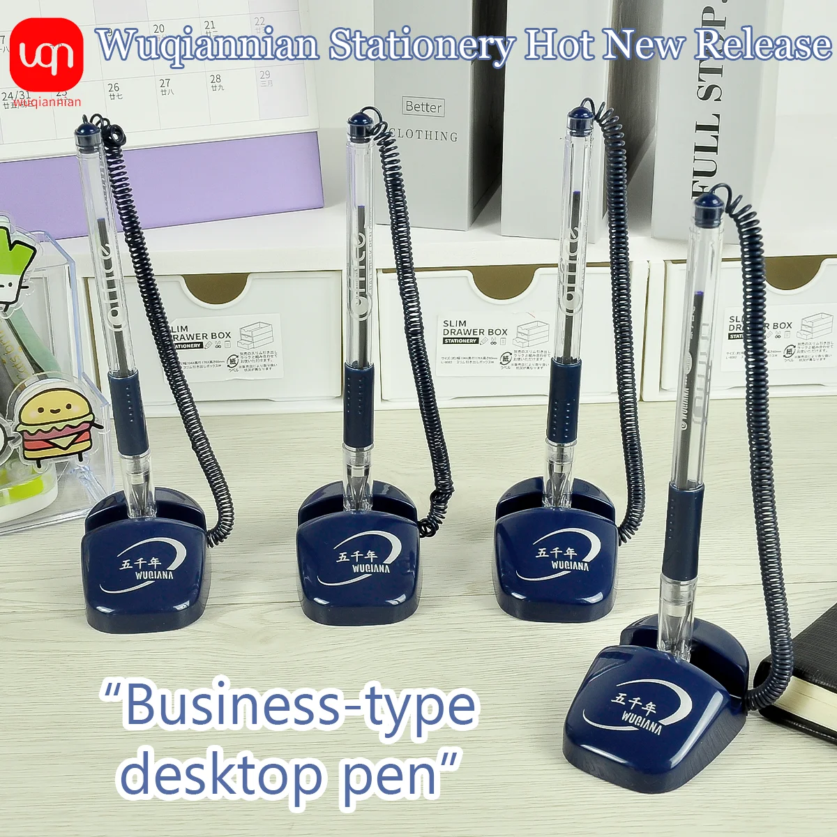 WQN-3/6/12PCS Einfacher Desktop-Gelstift mit fester Spitze, 0,5 mm Spitze, blaue Tinte, fester Kleber, Gelstift für Schul- und Bürobedarf Image