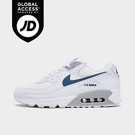 Nike Men's Air Max 90 Reflective Casual Shoes in White/Wolf Grey/Diffused Blue