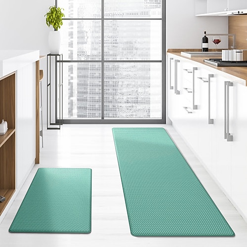 Läuferteppich für Flur Küche dicker Leder wasserdicht weich rutschfest waschbar ölbeständig langer Teppich leicht zu reinigen Wohnküche Dekoration Image
