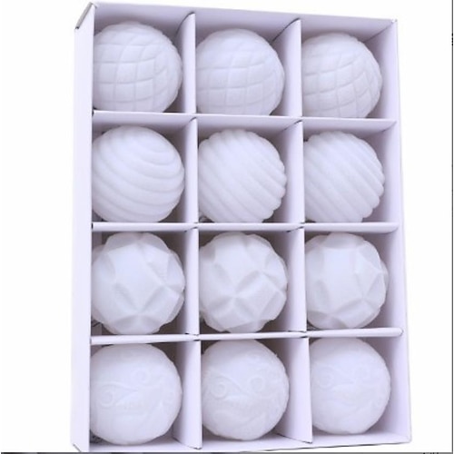 12-teiliges Set mit Weihnachtsornamenten aus Samt, 6 cm große beflockte Weihnachtskugeln, Kugeln in einzigartiger Form für Weihnachtsbaumschmuck, hängende Weihnachtsdekoration für Zuhause und Partys Image