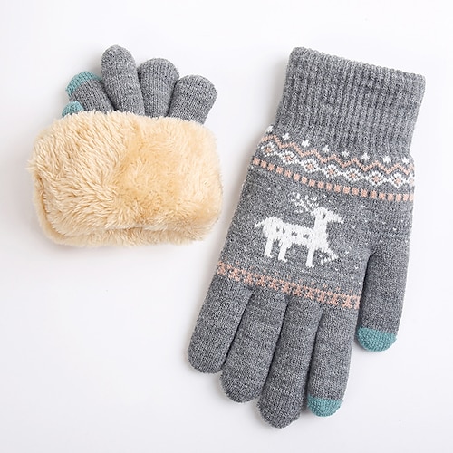 Damen 1 Paar Winterhandschuhe / Gestrickte Handschuhe / Fingerlose Handschuhe Streetwear / Outdoor Handschuhe - Druck Vollfinger Image