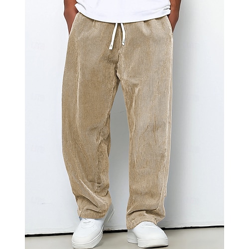 Herren Jogginghose Hose Cordhose Kordelzug Tasche Elastischer Bund Einfach Komfort Sport im Freien Täglich Mode Lässig Dunkelbraun Schwarz Mikroelastisch Image