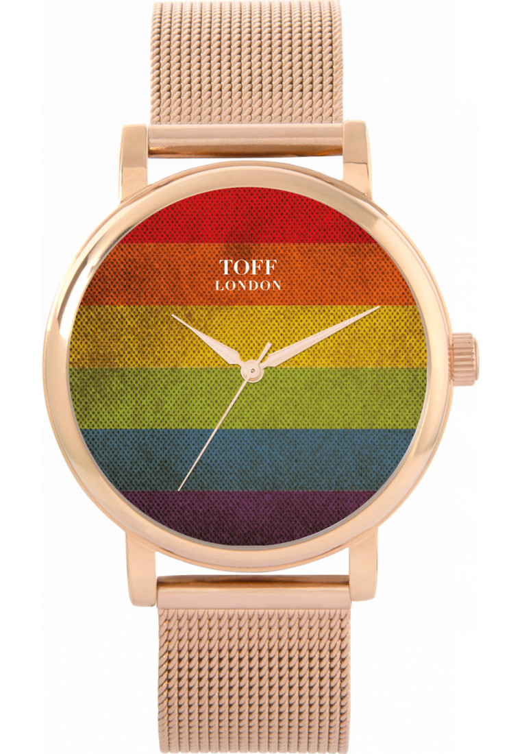 Toff London Womens TLWS-577 38mm Pride Vintage Rainbow Watch - Rose Gold - One Size | Toff London Sale | Discount Designer Brands