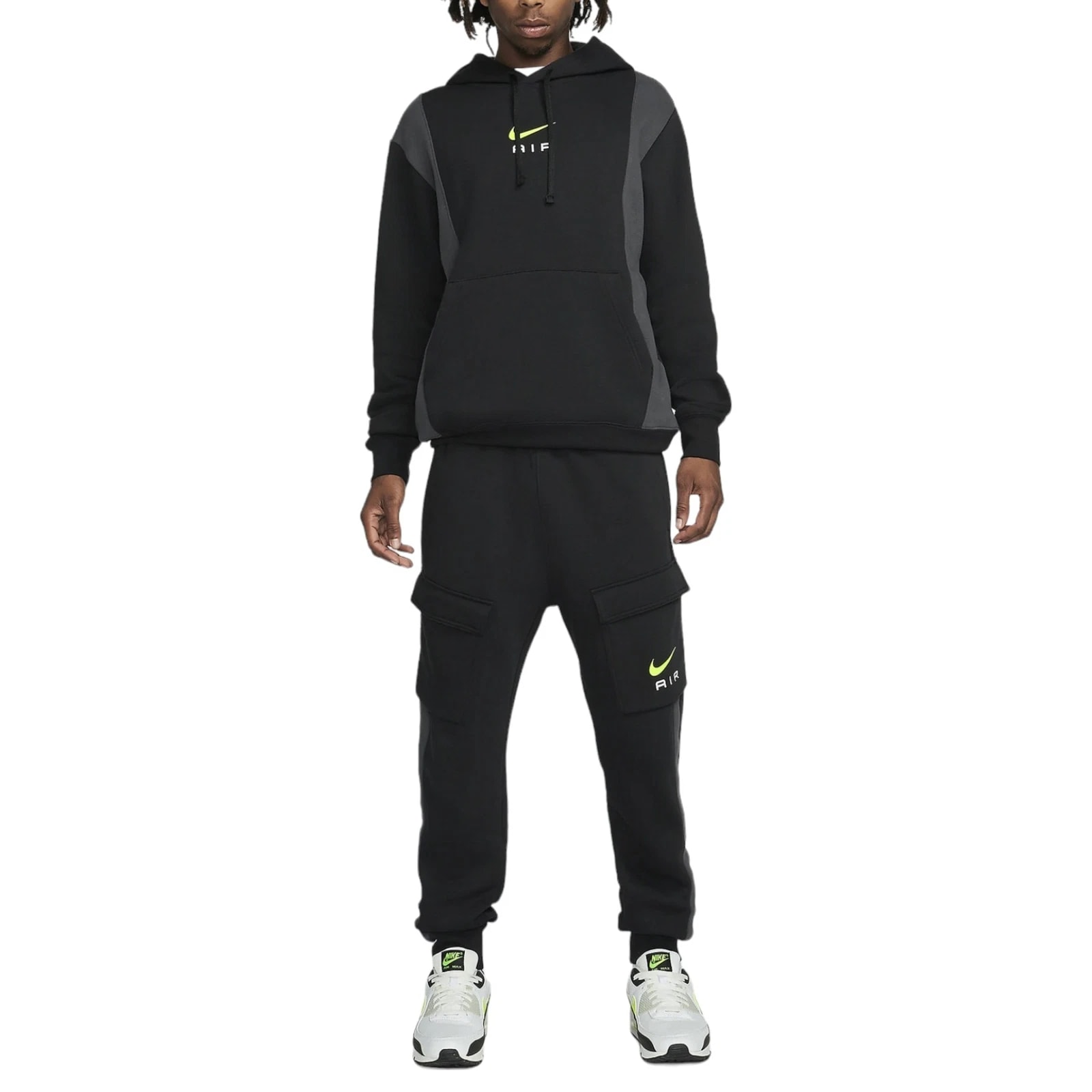 Nike Mens Air Black Neon Fleece Hooded Tracksuit - Size Large | Nike Sale | Discount Designer Brands